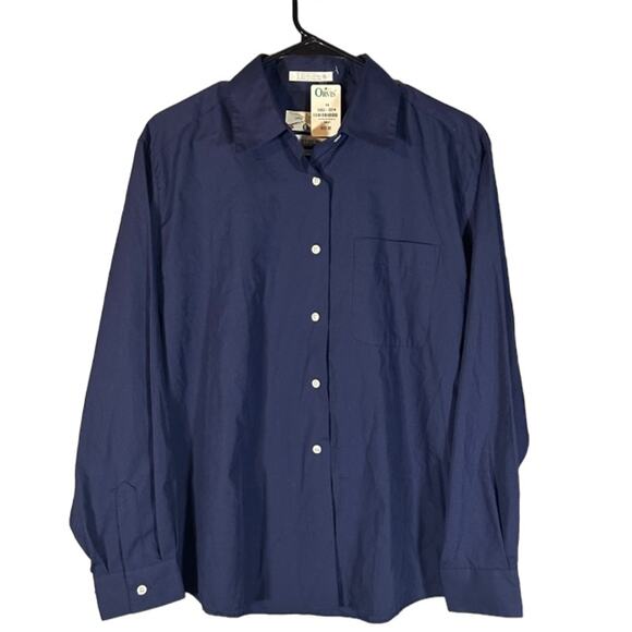 Orvis Navy Blue Collared Cotton Blend Long Sleeve Button Down Shirt Women Sz 14 - Picture 1 of 9